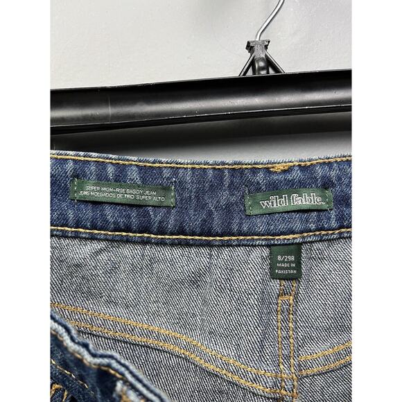 Wild Fable Jeans Womens 8/29 Super-High Rise Distressed Baggy Medium‎ Blue NEW - Picture 6 of 8